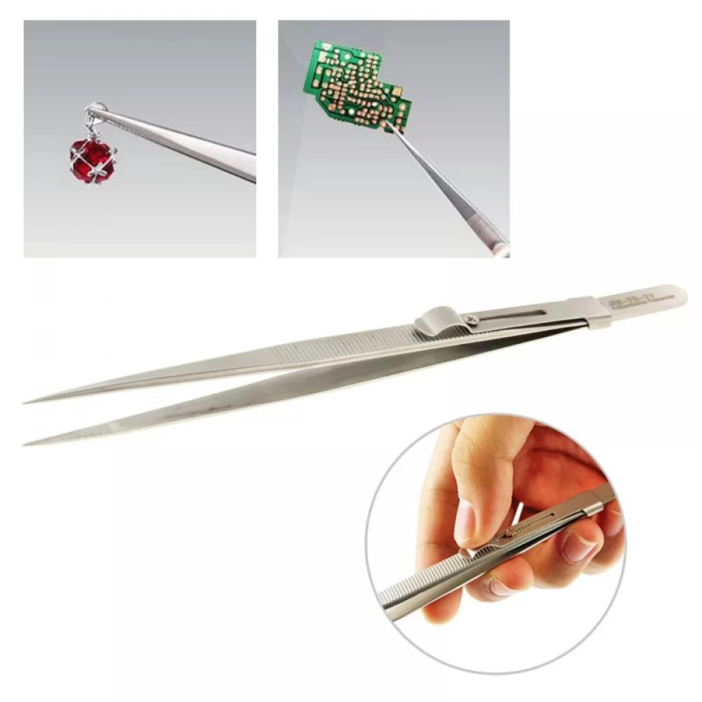 Picture of JAKEMY JM-T9-11 Adjustable Straight Tweezers(Silver)