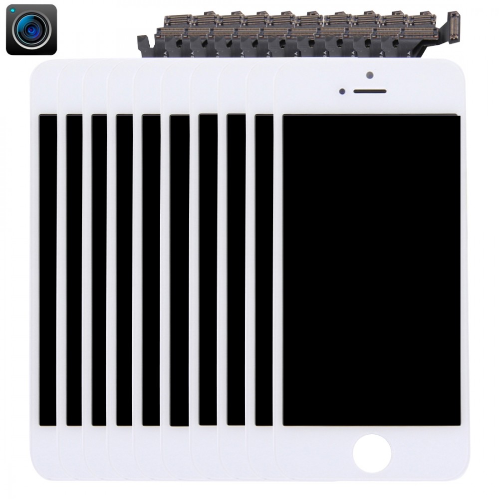10 PCS LCD Screen and Digitizer Full Assembly with Front Camera for iPhone 5 (White) iPhone Replacement Parts Apple iPhone 5