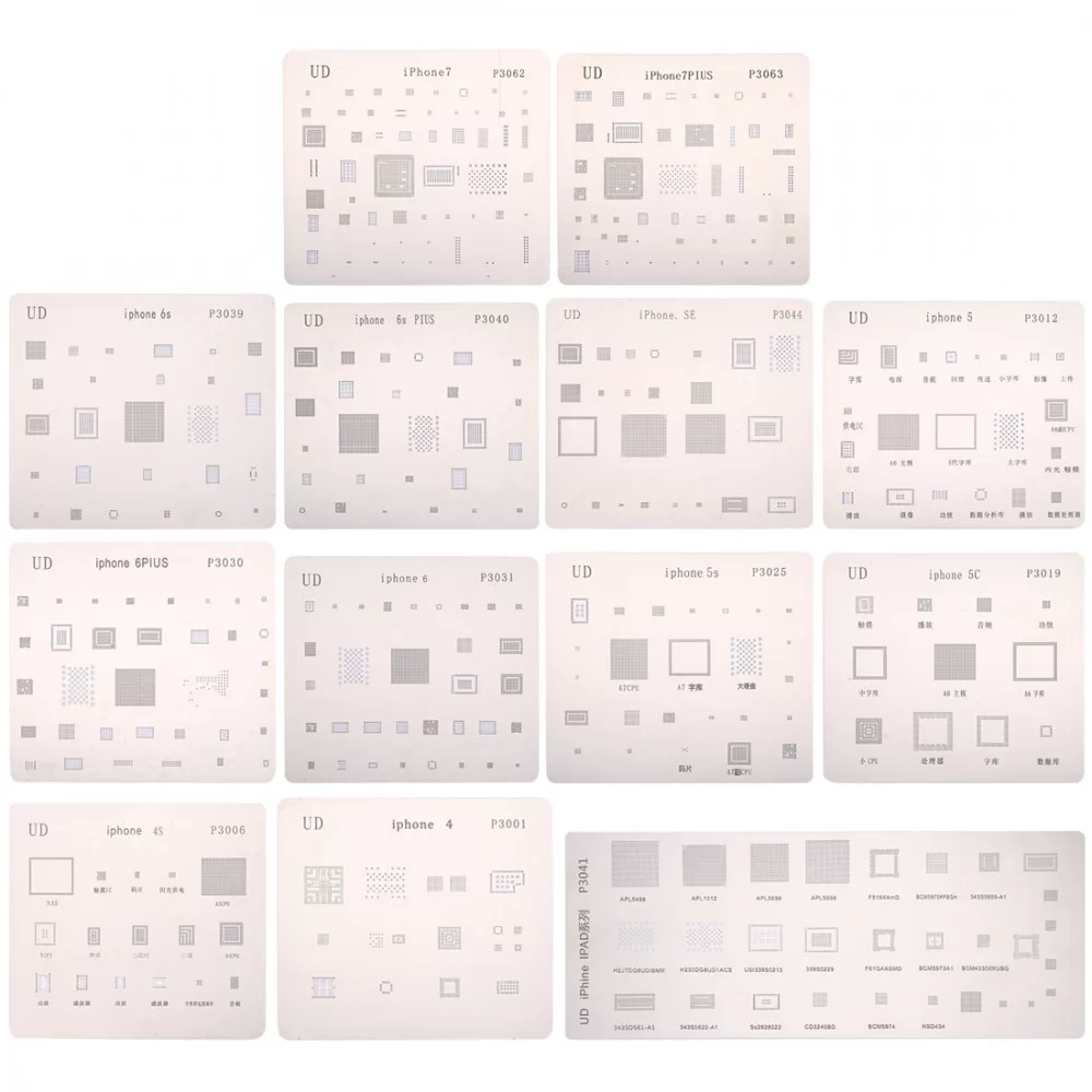 Picture of 13 in 1 Mobile Phone Rework Repair BGA Reballing Stencils for iPhone