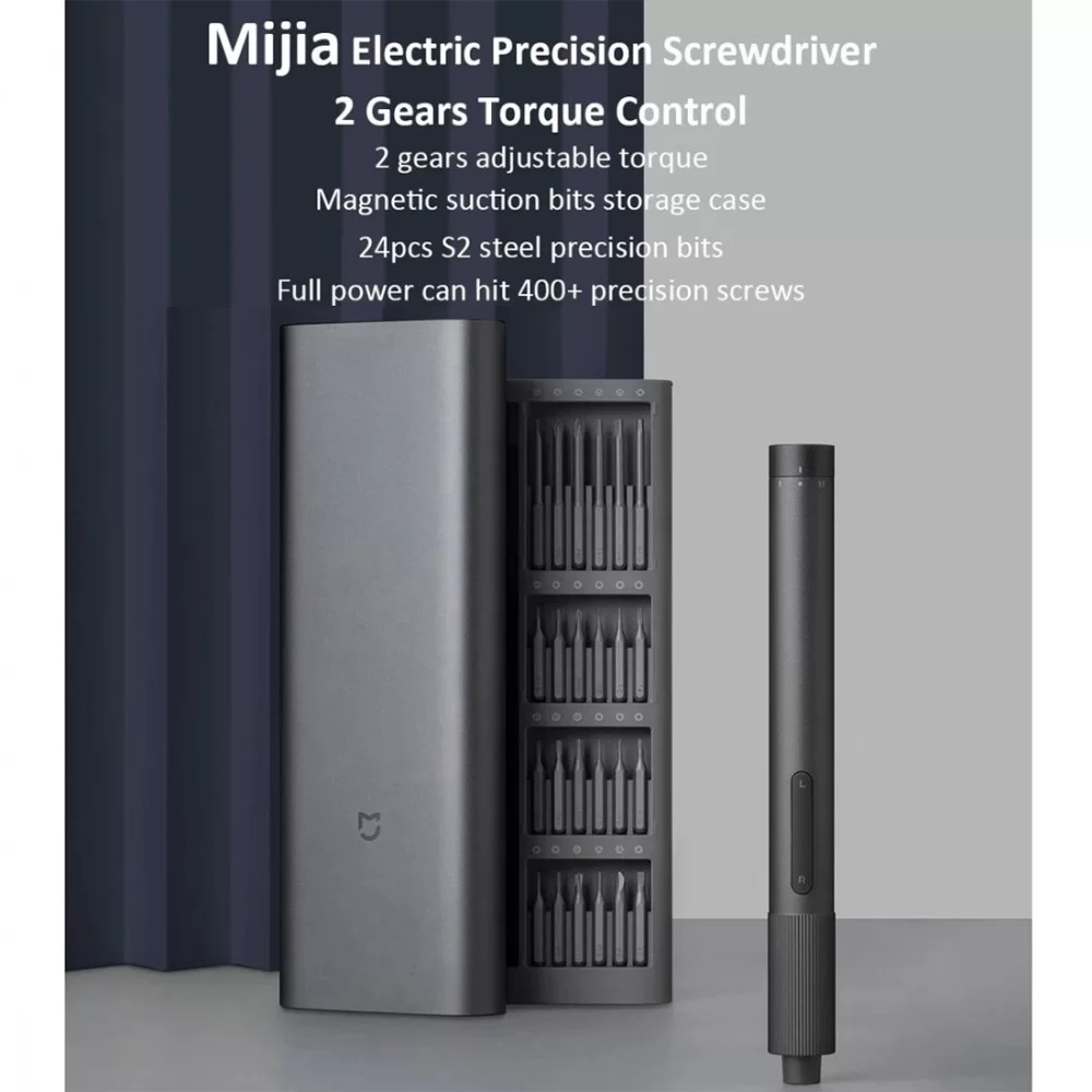 Picture of 25 in 1 Xiaomi Mijia Electric Precision Screwdriver Kit Rechargeable Magnetic Aluminum Case