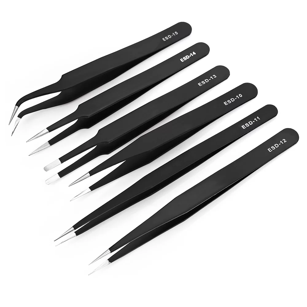 Picture of 6 in 1 Stainless Steel Anti Static Tweezers Set