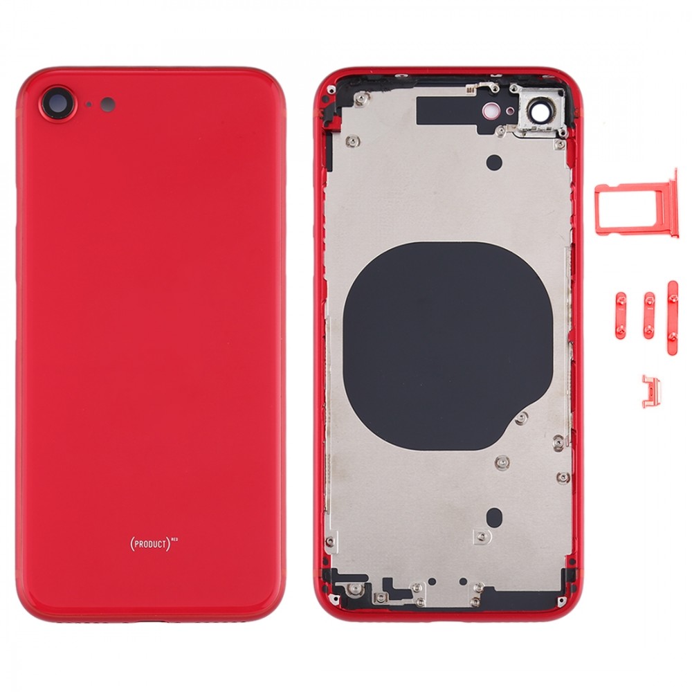 Battery Back Cover with Camera Lens Cover & SIM Card Tray & Side keys for iPhone SE 2020(Red) iPhone Replacement Parts Apple iPhone SE 2020