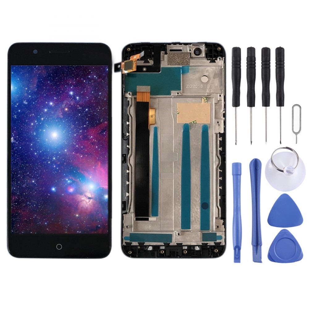 LCD Screen and Digitizer Full Assembly With Frame for ZTE Blade A610 Plus / A2 Plus(Black)  ZTE Blade A610 Plus
