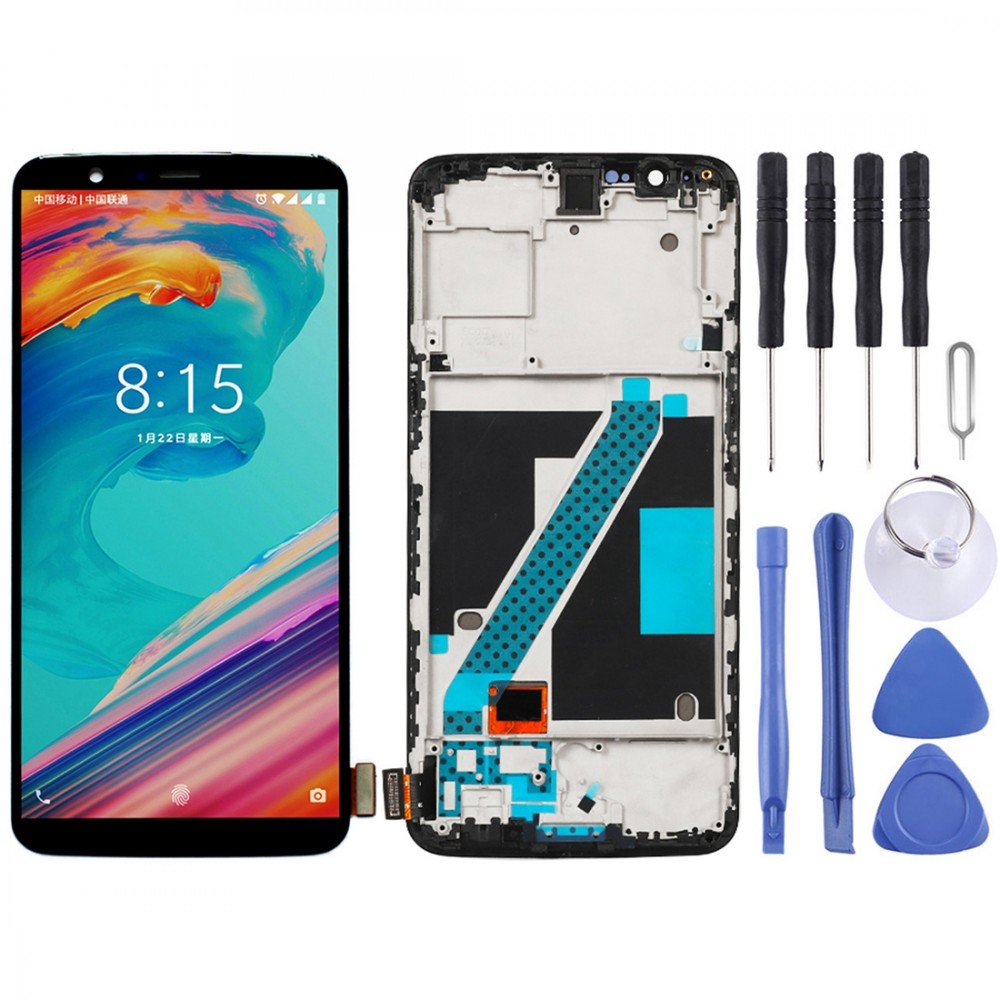 LCD Screen and Digitizer Full Assembly with Frame for Oneplus 5T A5010(Black) Other Replacement Parts OnePlus 5T A5010