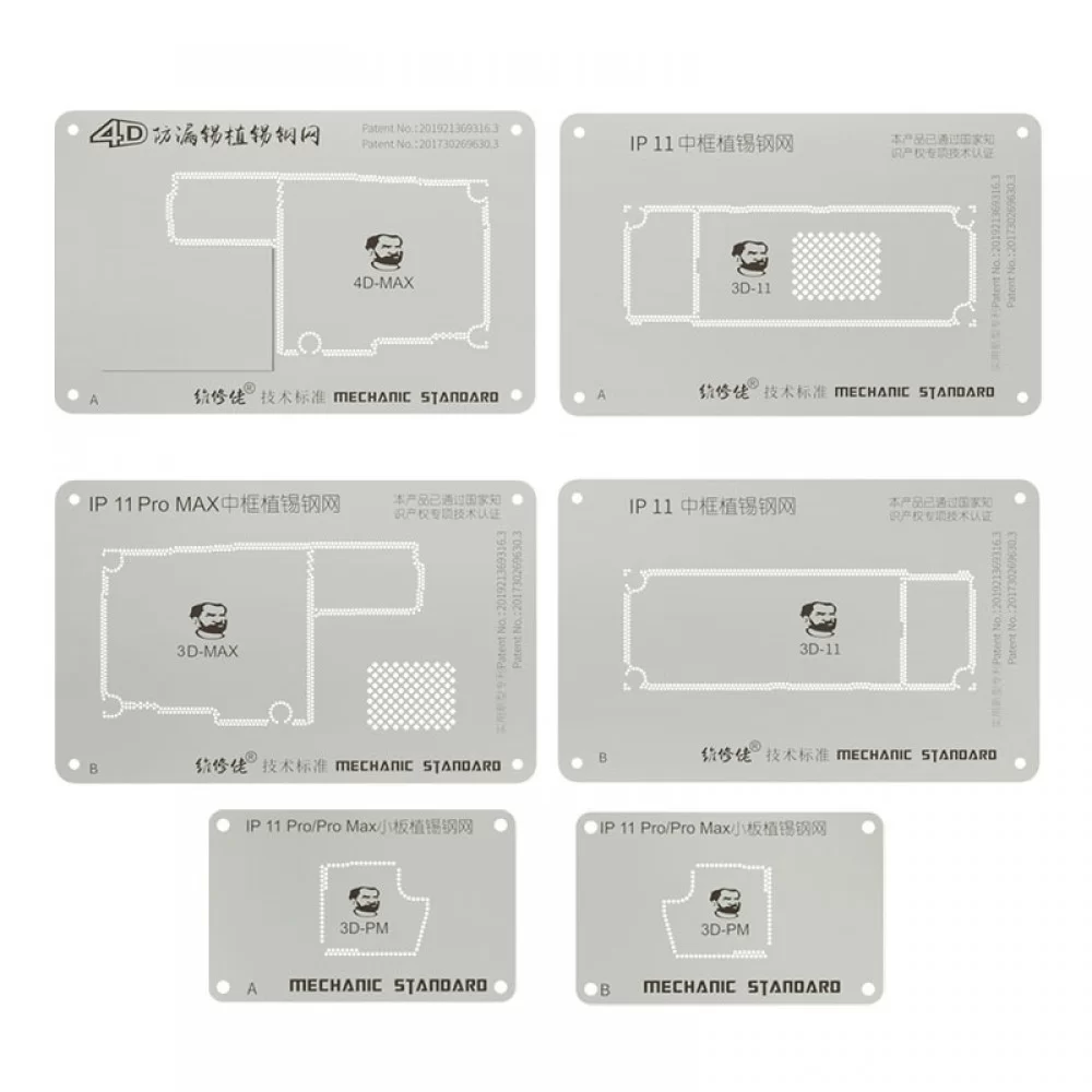 Picture of MECHANIC BGA Reballing Stencil 4D Grooved  Steel Stencil with Leakproof for iPhone 11 Pro / 11 Pro Max / 11