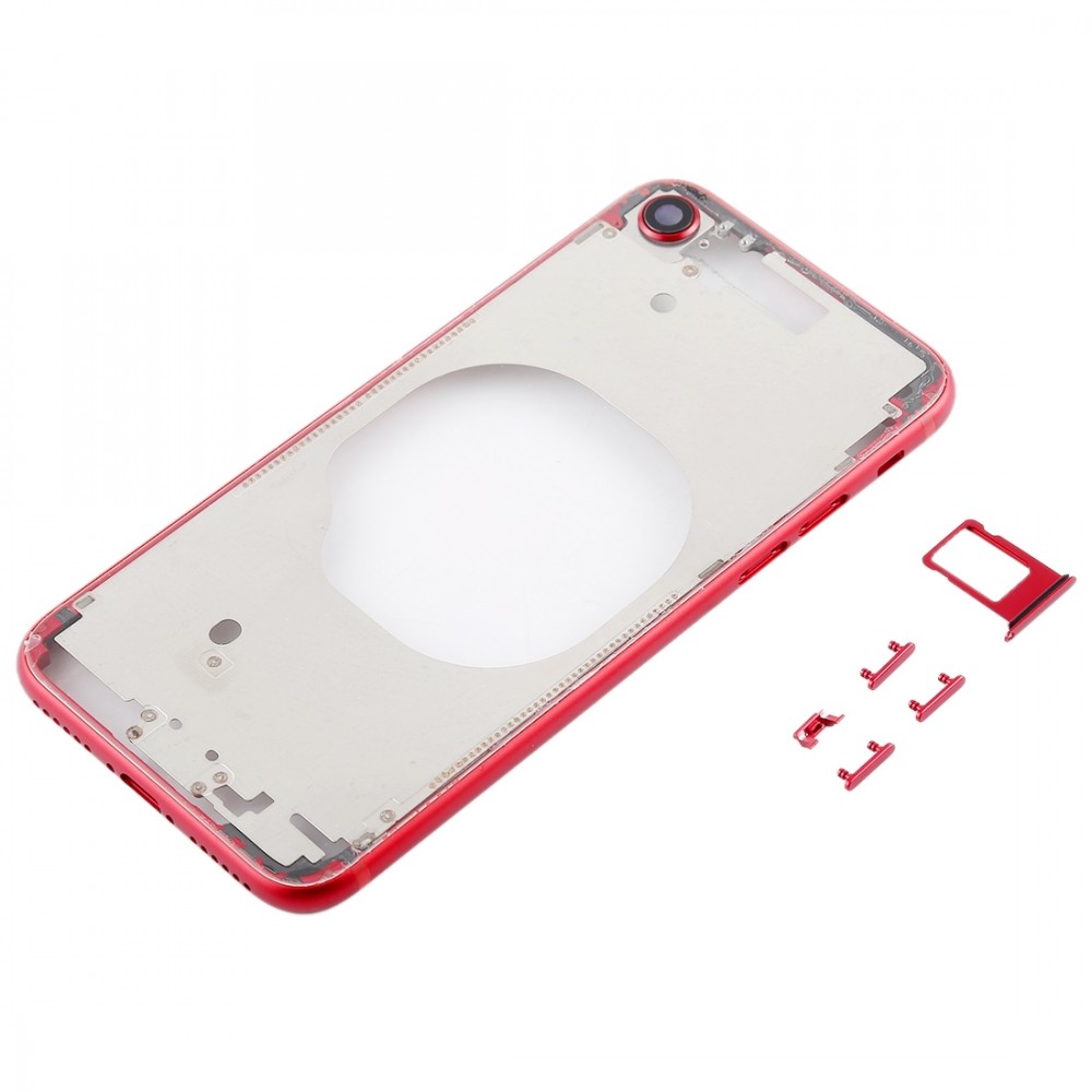 Transparent Back Cover with Camera Lens & SIM Card Tray & Side Keys for iPhone 8 (Red) iPhone Replacement Parts Apple iPhone 8
