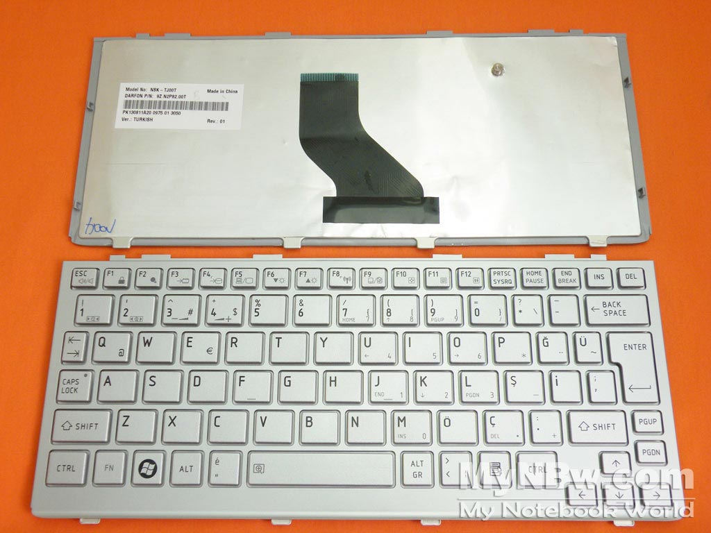 TOSHIBA NB200 SILVER TR NSK-TJ00T 9Z.N2P82.00T PK130811A20 Laptop Keyboard (OEM-B)