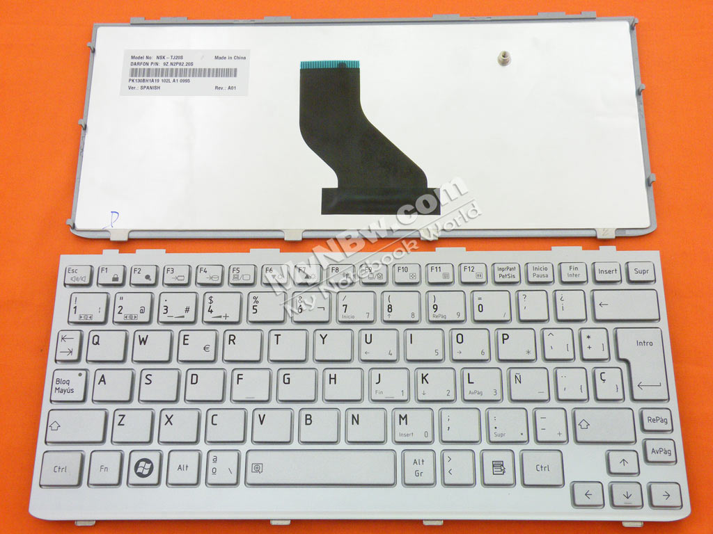 TOSHIBA NB305 Series SILVER SP NSK-TJ20S 9Z.N2P82.20S PK130BH1A19 MP-09K56E06698 Laptop Keyboard (OEM-B)