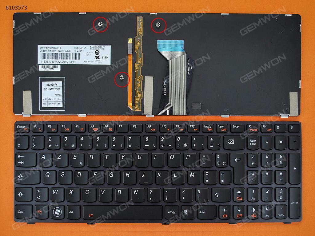 LENOVO Y580 PINK FRAME BLACK(Backlit) FR N/A Laptop Keyboard (OEM-B)