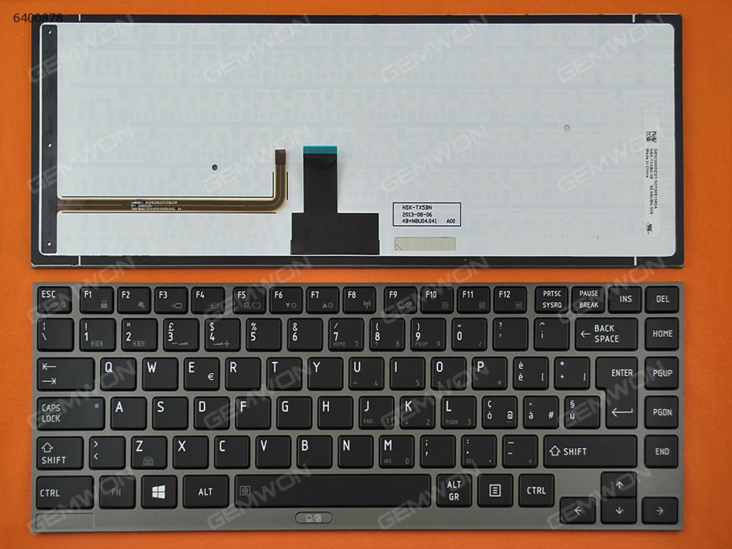 TOSHIBA Z830 GRAY FRAME BLACK (Backlit,For Win8) IT N/A Laptop Keyboard (OEM-B)