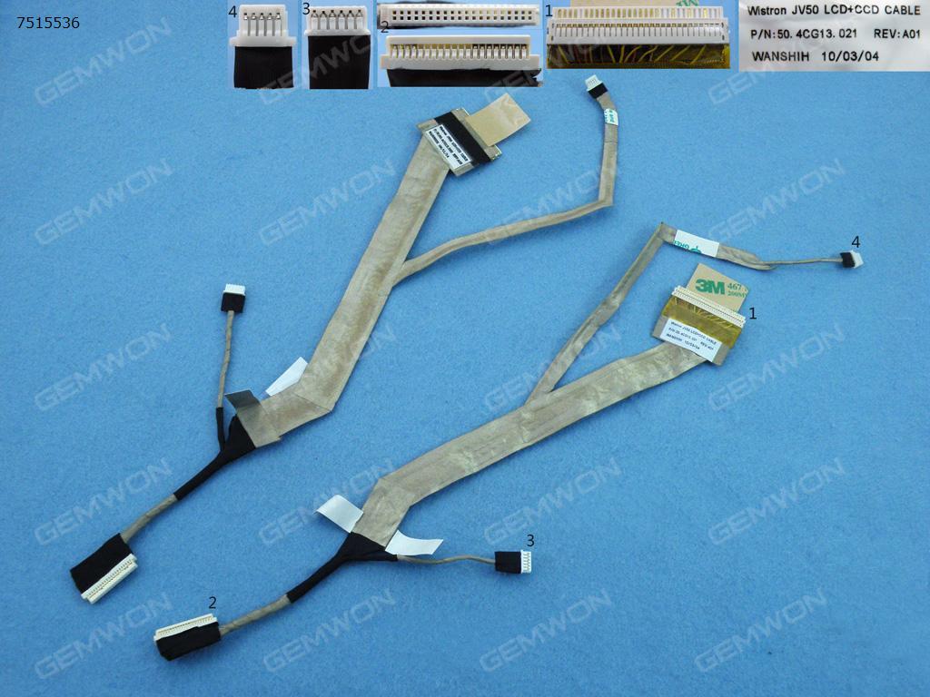 ACER Aspire 5536 5738 5738G 5738Z 5738ZG(For LCD,With camera connector)，ORG LCD/LED Cable 50.4CG13.021 50.4CG13.022   50.4CG13.002   50.4CG13.001