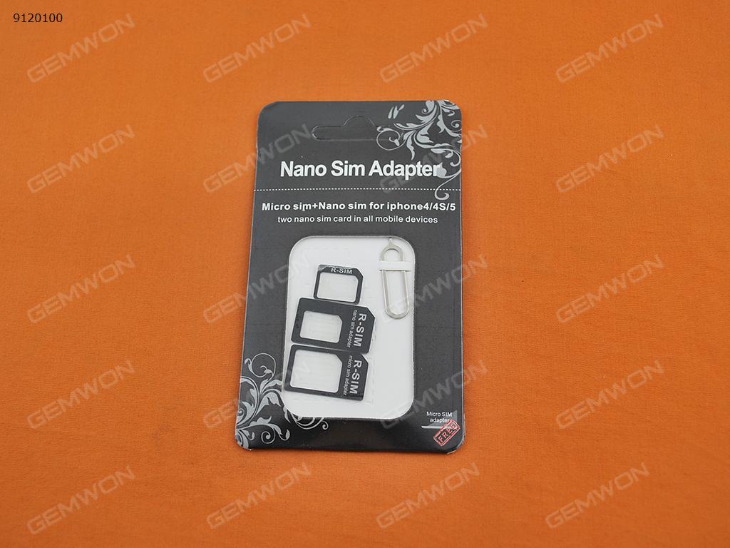 Nano SIM Adapter for Iphone 5 with Needle, Nano(Iphone5)to Micso SIM(Iphone4) and Nano(Iphone5)to SIM and Micso SIM(Iphone4)to SIM .Black Other NANO SIM ADAPTER