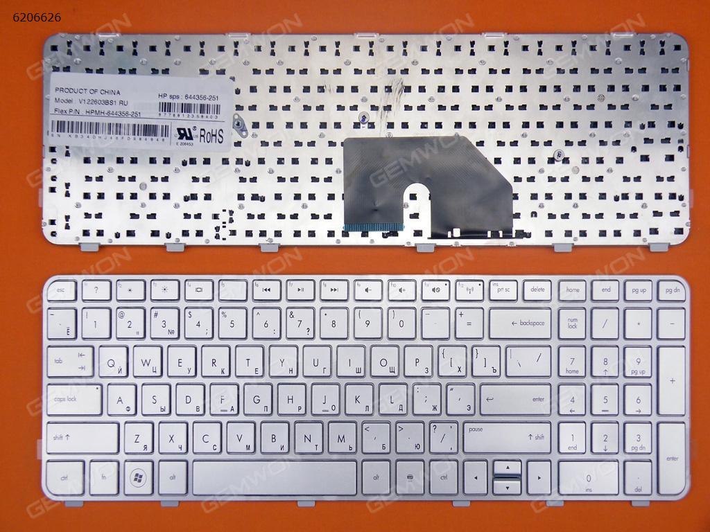 HP DV6-6000 SILVER FRAME SILVER(Reprint) RU V122603BS1 RU 644356-251 Laptop Keyboard (Reprint)