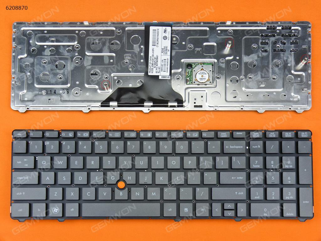 HP 8760W GRAY(Without FRAME,With point stick) US 638514-001 HX5PV 9Z.N6GPV.501 6037B0058401 Laptop Keyboard (OEM-B)