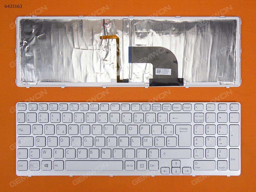 SONY SVE15 WHITE FRAME WHITE Backlit(For Win 8 OS) FR 149080911FR 9Z.N6CBQ.H0F Laptop Keyboard (OEM-B)