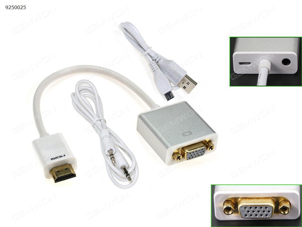 1080P Hdmi to VGA aluminum alloy convex head with audio Audio & Video Converter N/A