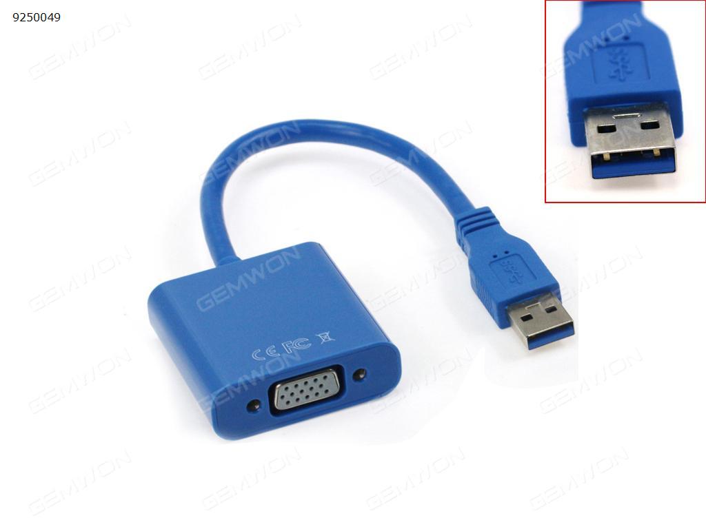 USB 3.0 to VGA Cable Video Display Card Graphic External Adapter for Windows 7 8,blue Audio & Video Converter N/A