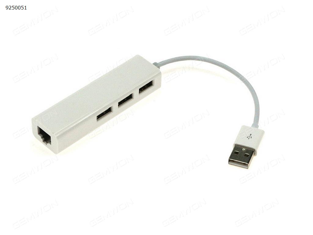 Macbook dedicated USB2.0 high-speed wired network card 3 hub,white Audio & Video Converter N/A