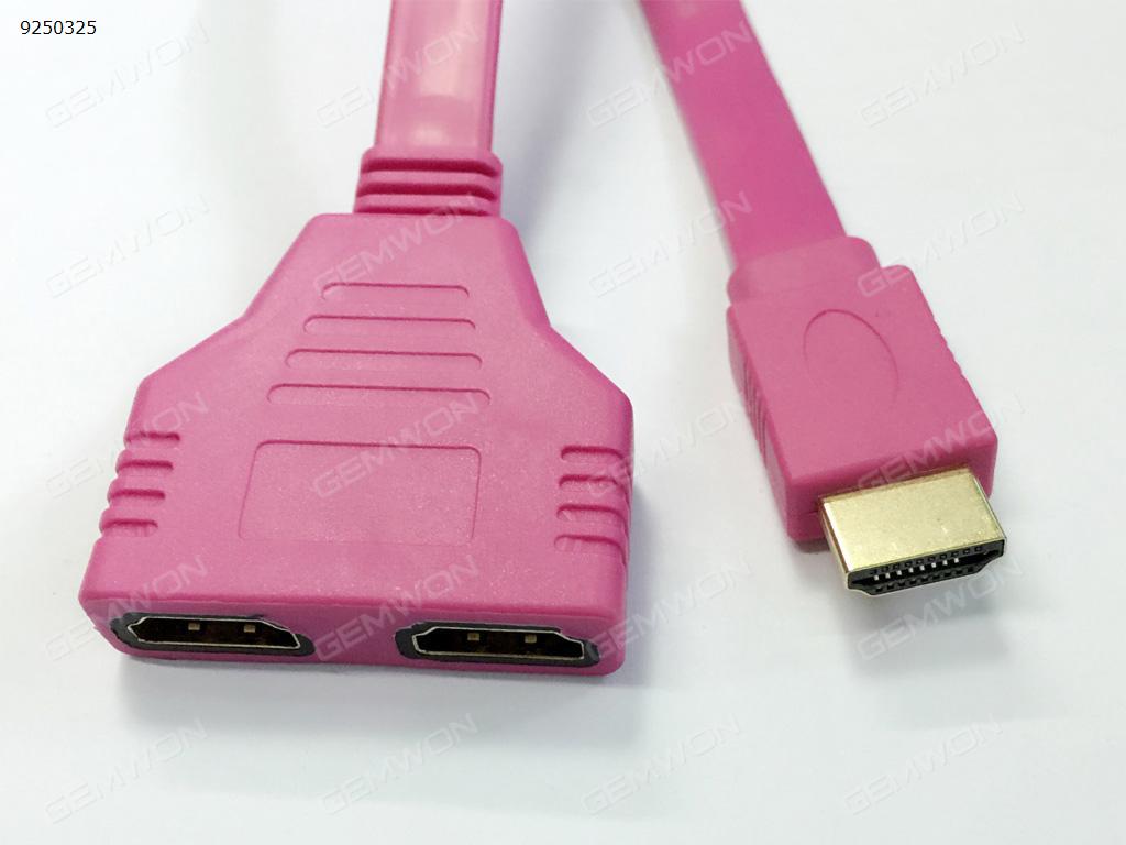 HDMI Port Male to 2 Female 1 In 2 Out Splitter Cable Adapter Converter Pink Audio & Video Converter N/A