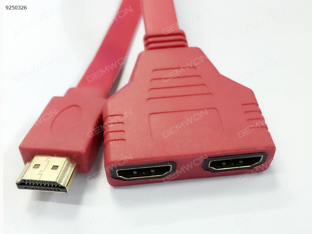 HDMI Port Male to 2 Female 1 In 2 Out Splitter Cable Adapter Converter Red Audio & Video Converter N/A