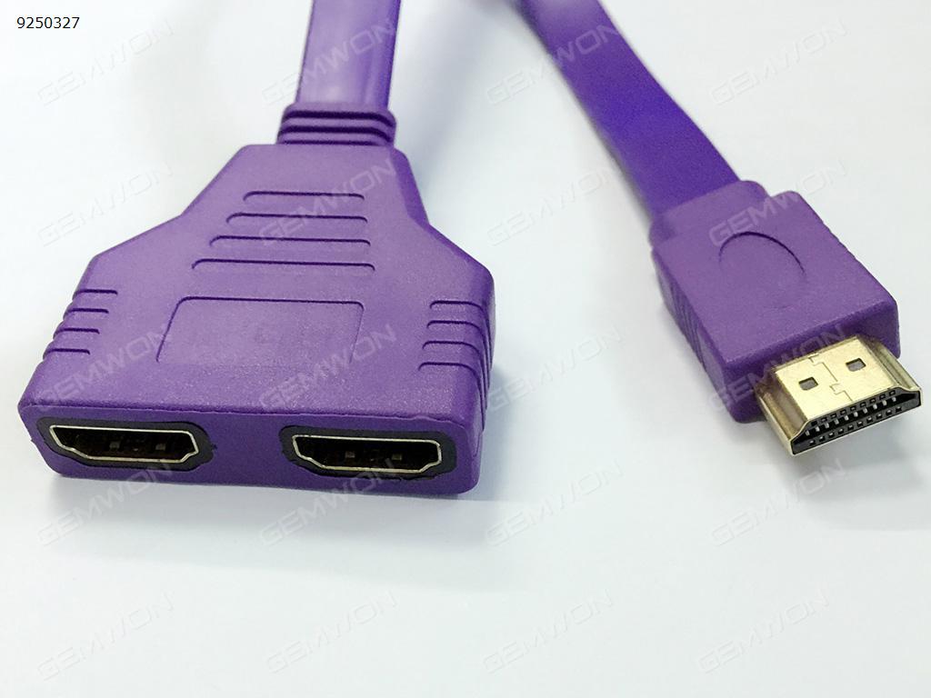 HDMI Port Male to 2 Female 1 In 2 Out Splitter Cable Adapter Converter Purple Audio & Video Converter N/A