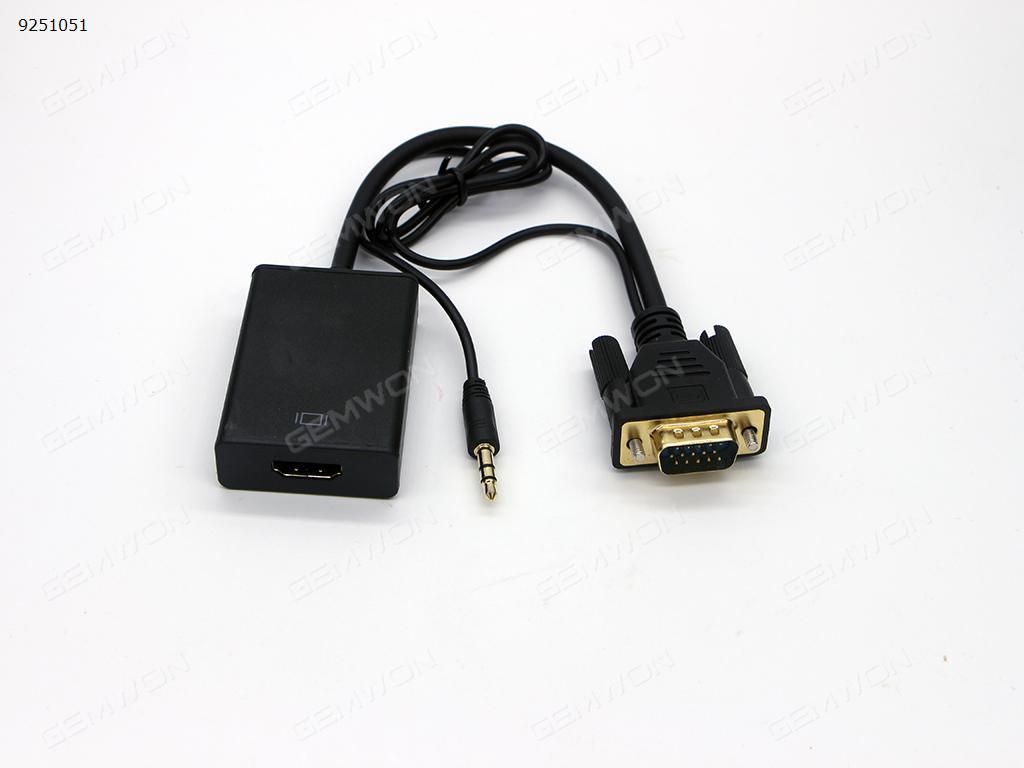 VGA Male To HDMI Female 1080P HD Video Adapter For TV AV HDTV,Black Audio & Video Converter N/A