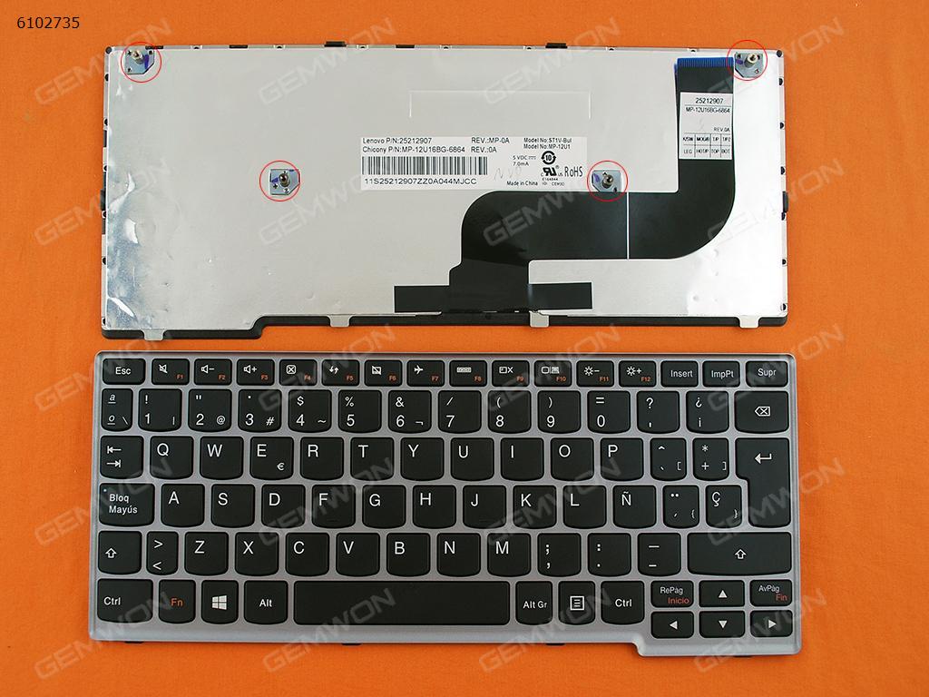 LENOVO S210T SILVER FRAME BLACK(For Win8) SP N/A Laptop Keyboard (OEM-B)