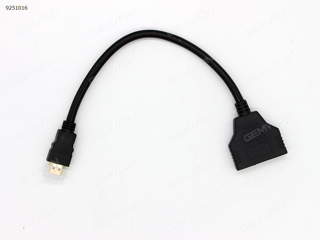 HDMI Port Male to 2 Female 1 In 2 Out Splitter Cable Adapter Converter Black Audio & Video Converter N/A