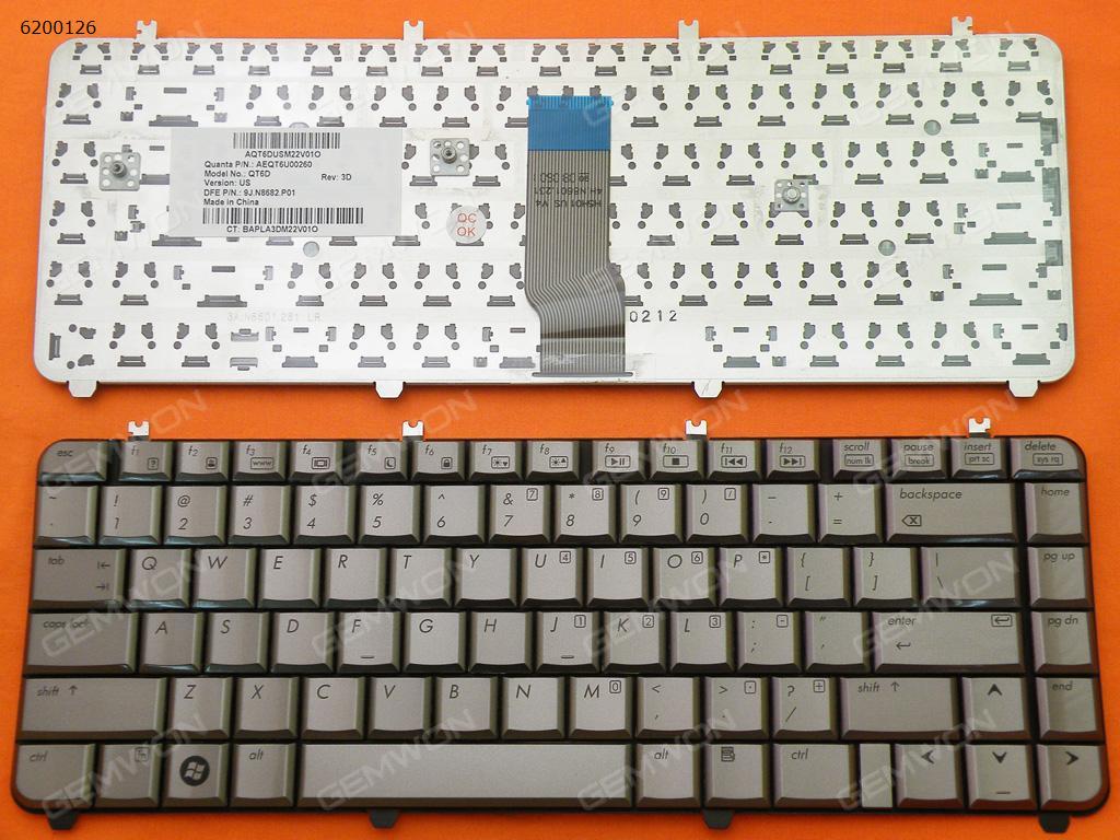 HP DV5-1000 COFFEE US QT6A AEQ76U00290 9J.N2G82.101 AEQT6U00040 MP-05583US69201 Laptop Keyboard (OEM-B)