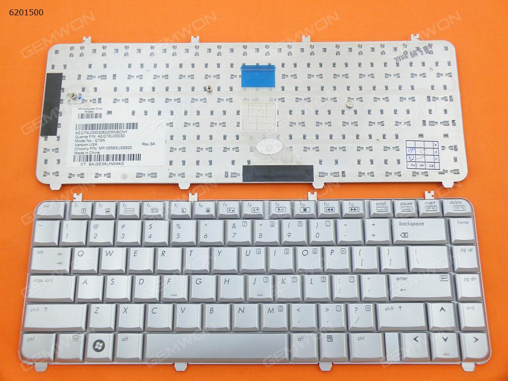 HP DV5-1000 SILVER(Pulled,Good condition) US AEQT6U00240 9J.N8682.L01 Laptop Keyboard (OEM-B)