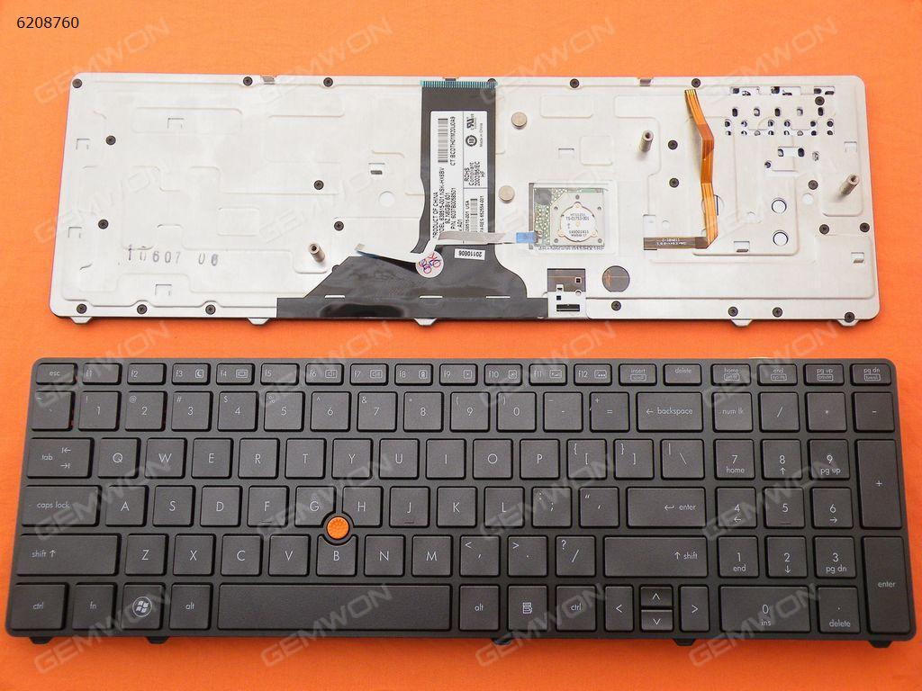 HP 8760W GRAY FRAME GRAY Backlit(With Point stick) US NSK-HX6BV 638515-001 652554-001 6037B0058501 9Z.N6GBV.601 Laptop Keyboard (OEM-B)