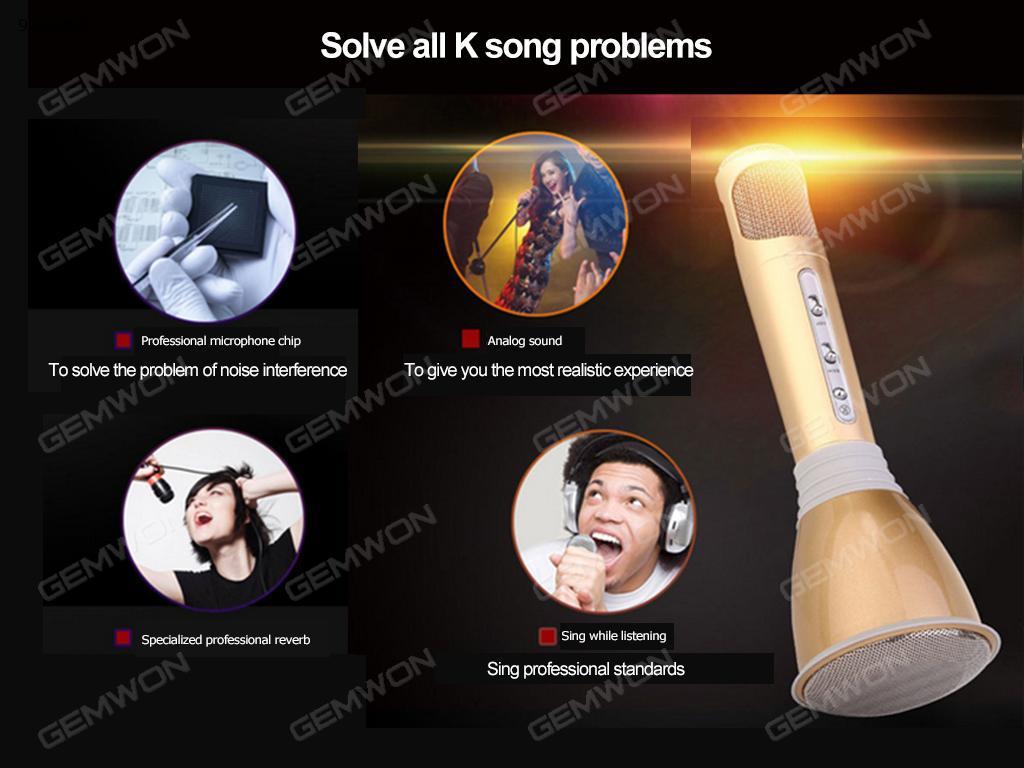 K068 mobile handheld KTV the karaoke treasure The microphone bluetooth wireless microphone gold Bluetooth Speakers K068