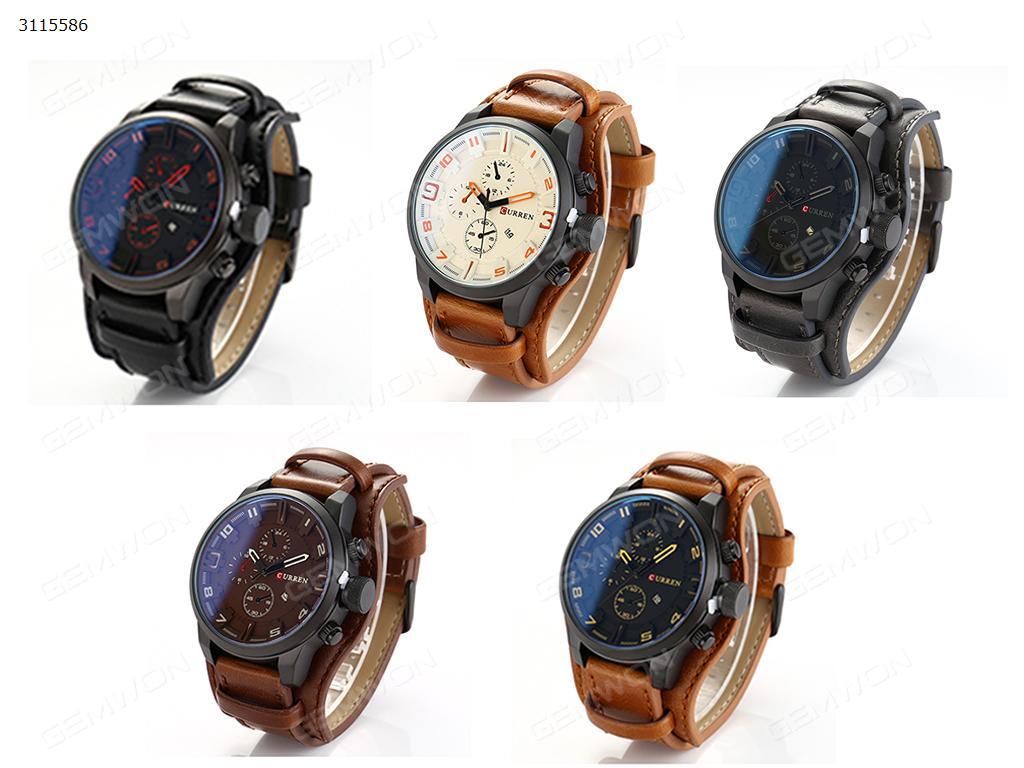 M8225 Watch, From the Japanese calendar core waterproof luminous watch, The black shell brown Smart Wear M8225 WATCH