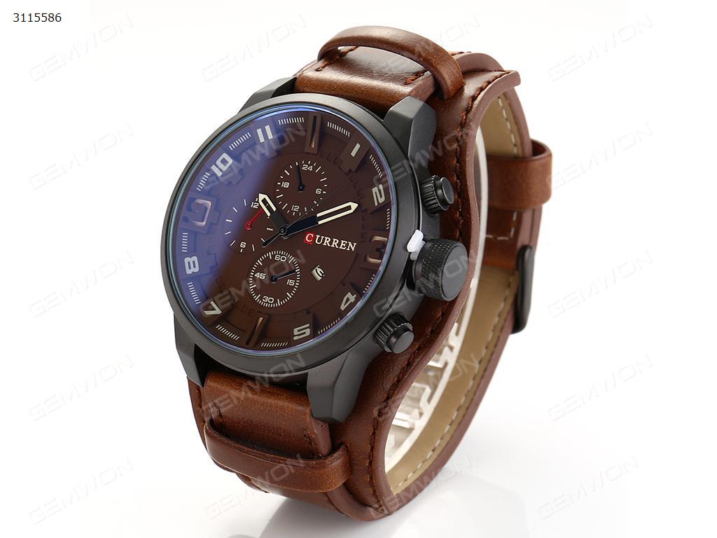 M8225 Watch, From the Japanese calendar core waterproof luminous watch, The black shell brown Smart Wear M8225 WATCH