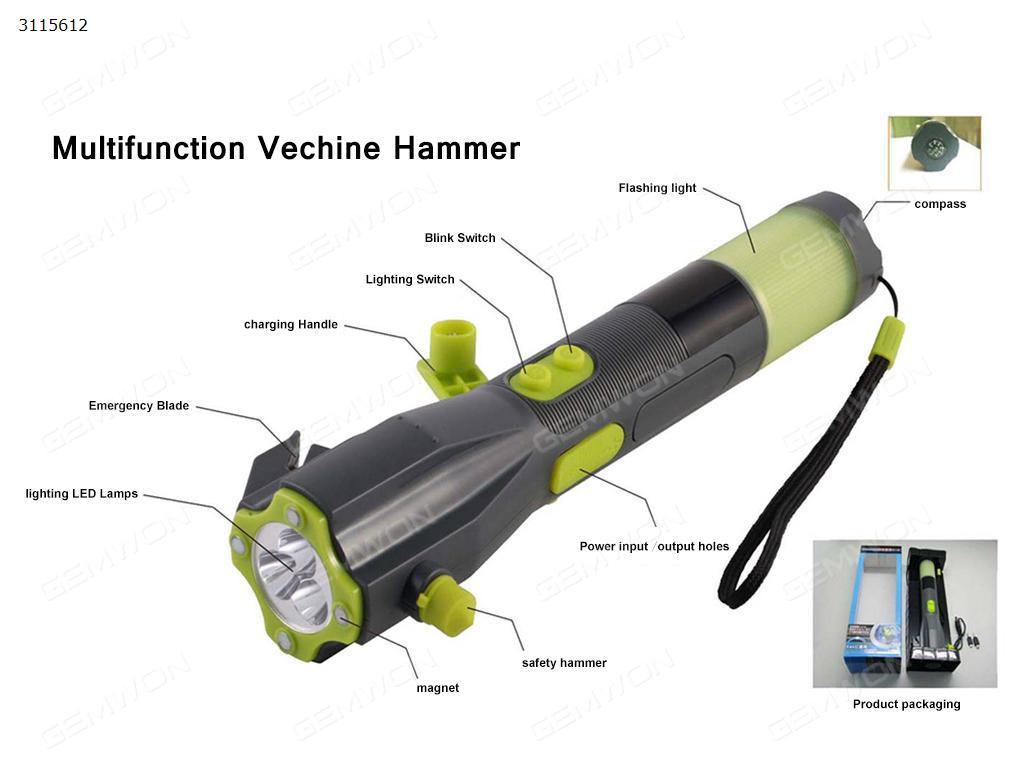 703B Car safety hammer, LED lighting, compass, safety hammer, mobile phone charging USB and Red Light Flasher Other 703B CAR SAFETY HAMMER