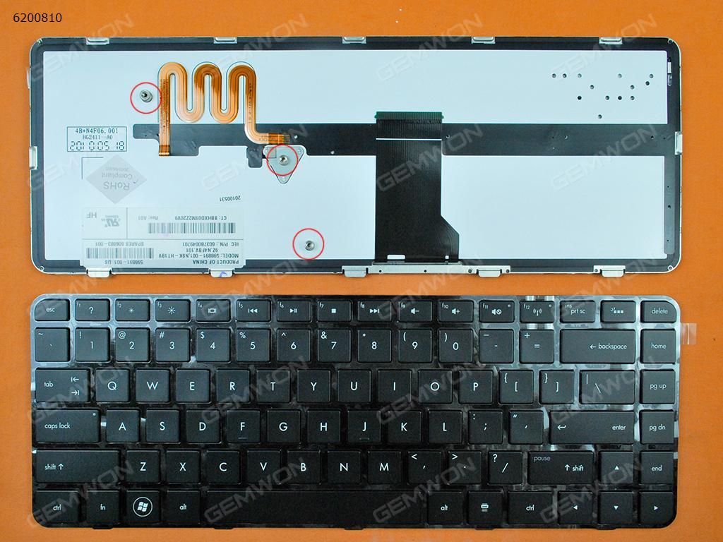 HP Pavilion DM4-1000 DV5-2000 Series BLACK FRAME BLACK Backlit US NSK-HT1BV 01 9Z.N4FBV.101 558891-001 6037B0049701 606883-001 6037B0049701 Laptop Keyboard (OEM-B)