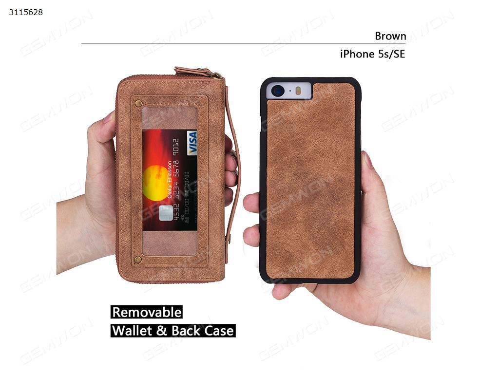 iPhone 5S case, iPhone 5S case wallet leather protective shell zip portable wallet, Rose red, Red, Brown, Black Case IPHONE 5S CASE WALLET