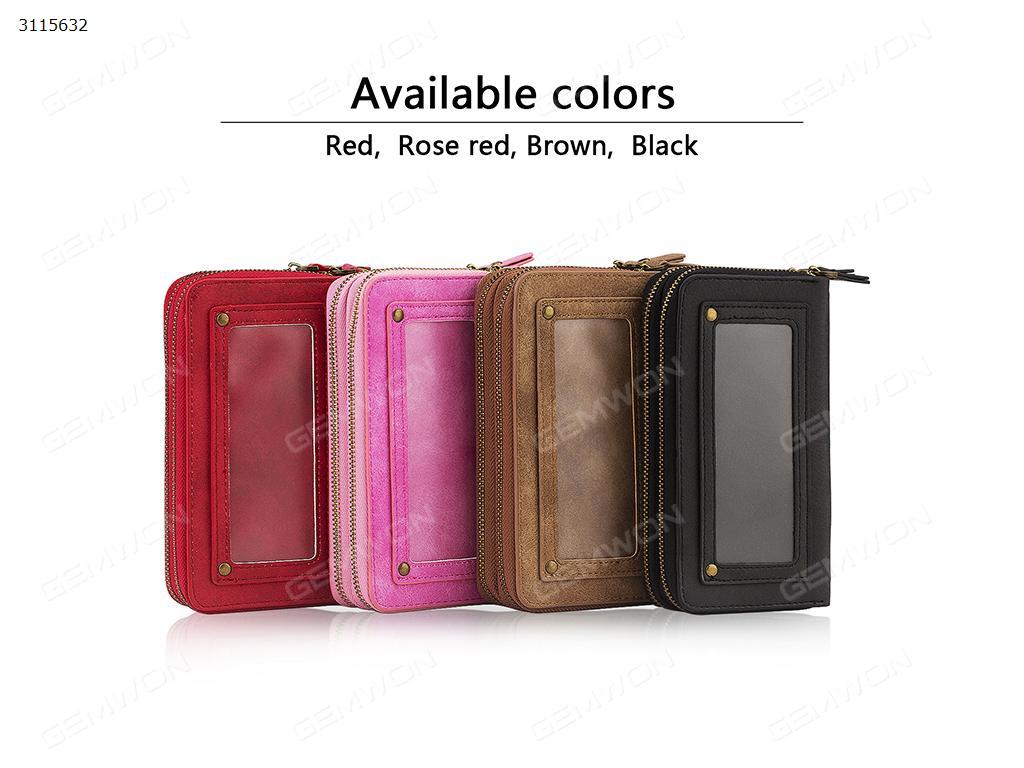 iPhone 7 Plus case, iPhone 7 Plus case wallet leather protective shell zip portable wallet, Rose red, Red, Brown, Black Case IPHONE 7 PLUS CASE WALLET