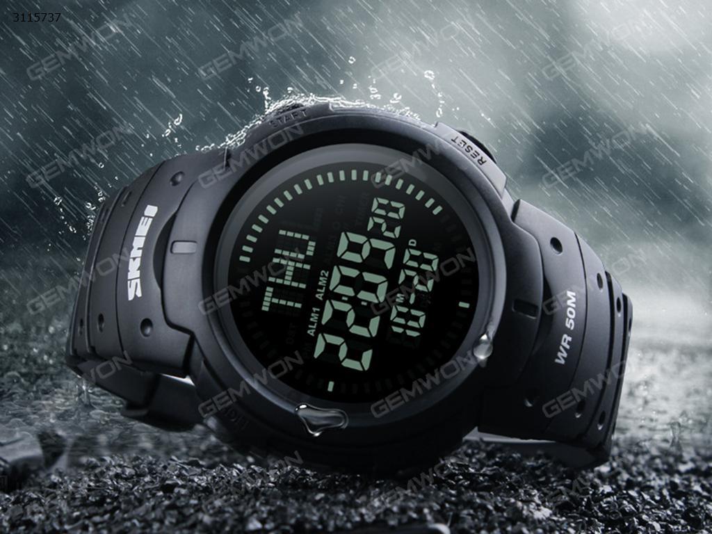 1231 Sports Watch, 30-50 meters waterproof, 24 hours of instruction, week display, alarm, calendar, stopwatch, world time, luminous, compass, Black Smart Wear 1231 SPORTS WATCH