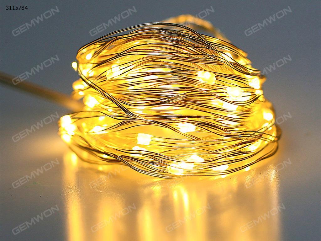 USB two wire copper lamp，10 meters and 100 lights, 8 control modes, warm white light LED String Light USB two wire copper lamp