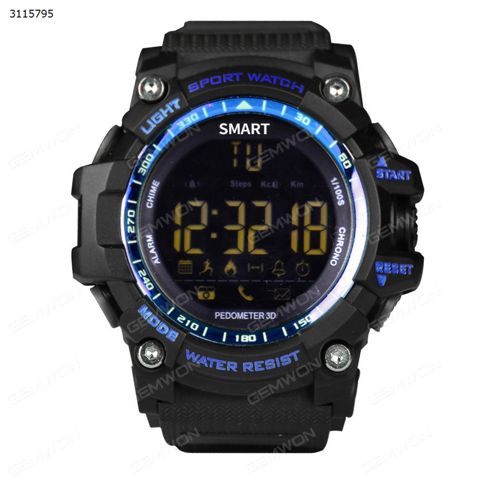 EX16 Smart watch, New Sport smart watch buzzer sound alarm sport monitor IP67 waterproof burned calory men watch remote camera watches, Blue Smart Wear EX16 SMART WATCH