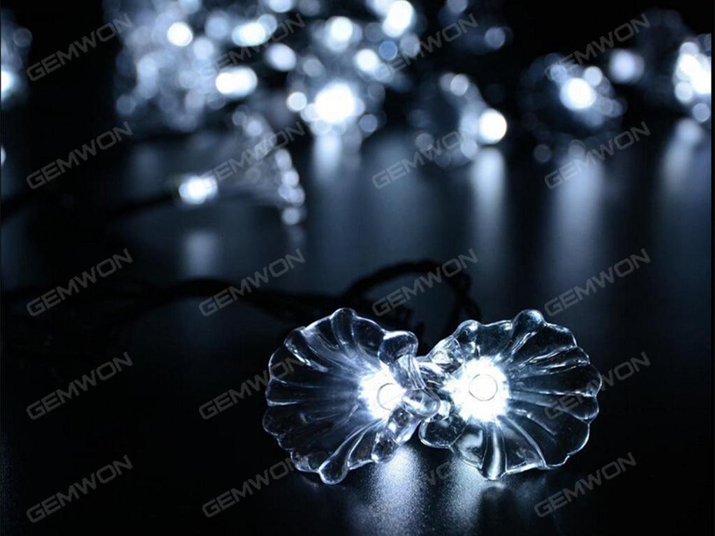 Solar LED lights string, 20 lights, 4.8 meters, morning glories, modeling, outdoor decorative lights, courtyard, Christmas lights, white LED String Light Morning glory waterproof decorative lamp