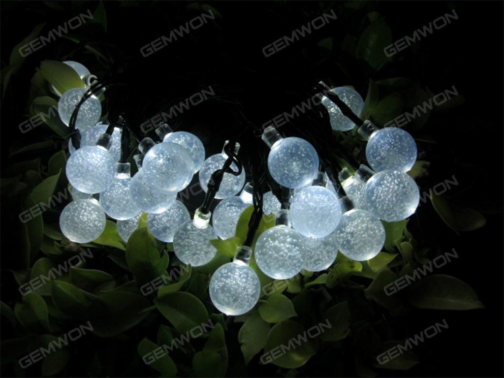 Solar LED lights string, 30 lights, 6 meters bubble ball modeling, outdoor decorative lights, courtyard, Christmas lights，white LED String Light BUBBLE WATERPROOF DECORATIVE LAMP