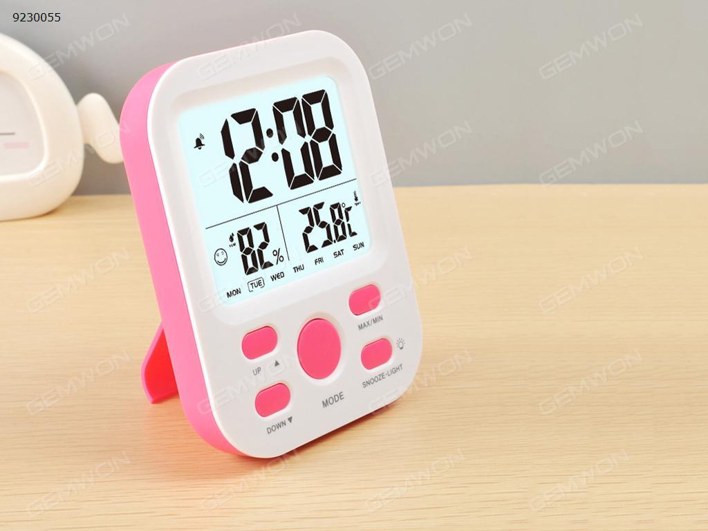 Temperature and humidity alarm clock multi-function electronic gifts LED electronic alarm clock smart clock lazy electronic clock. Pink Other 9906