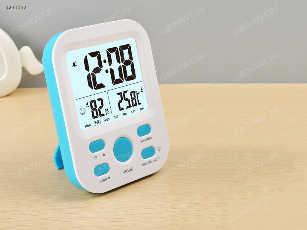 Temperature and humidity alarm clock multi-function electronic gifts LED electronic alarm clock smart clock lazy electronic clock. blue Other 9906