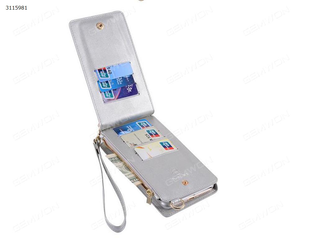 iPhone 6 Plus Multifunctional wallet for mobile phone case, Fashion mobile phone protective cover lifting rope shoulder bag,Silver Case IPHONE 6 PLUS MULTIFUNCTIONAL WALLET FOR MOBILE PHONE CASE