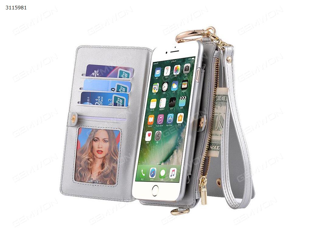 iPhone 6 Plus Multifunctional wallet for mobile phone case, Fashion mobile phone protective cover lifting rope shoulder bag,Silver Case IPHONE 6 PLUS MULTIFUNCTIONAL WALLET FOR MOBILE PHONE CASE