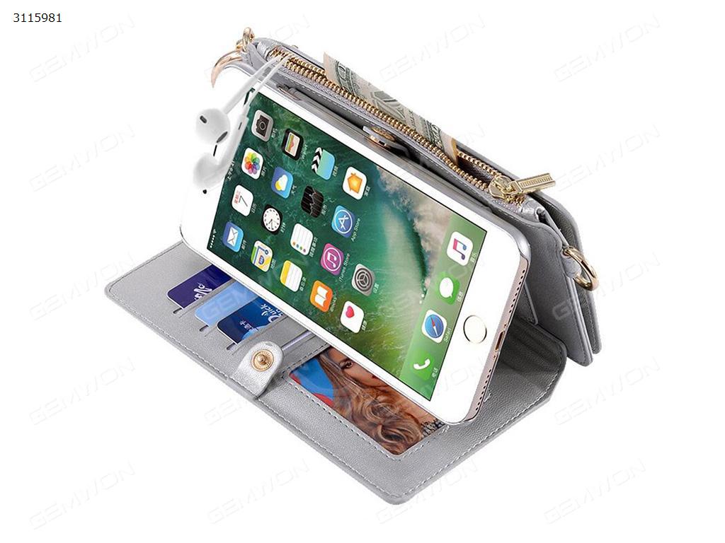 iPhone 6 Plus Multifunctional wallet for mobile phone case, Fashion mobile phone protective cover lifting rope shoulder bag,Silver Case IPHONE 6 PLUS MULTIFUNCTIONAL WALLET FOR MOBILE PHONE CASE