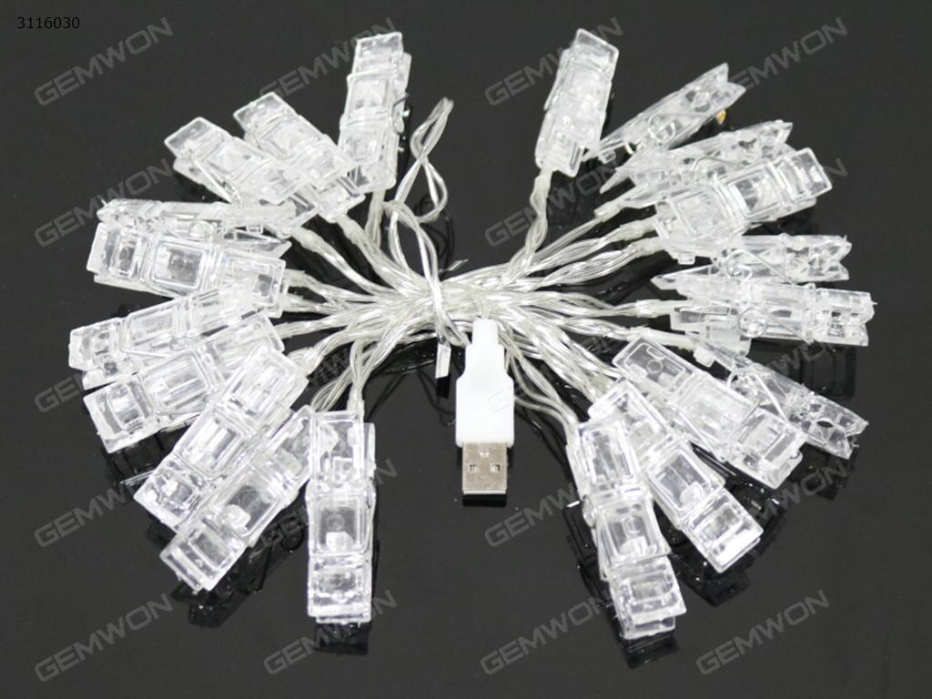 3M 30 LED Usb Card Photo Clip String Lights Colorful Crystal Festival Party Wedding Fairy Lamp Home Decoration foto led light lamp, Colored light LED String Light Photo clip lamp