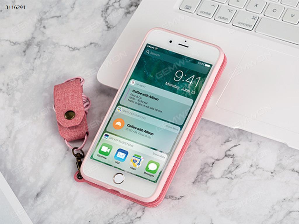 iPhone 7 Lanyard Mobile phone shell, Lanyard Mobile phone shell plating mirror, Pink Case iPhone 7 Lanyard Mobile phone shell